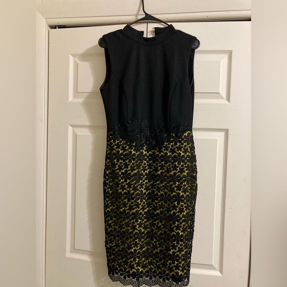 EXPLOSION- Black and lime green Embellished Shift/Dress